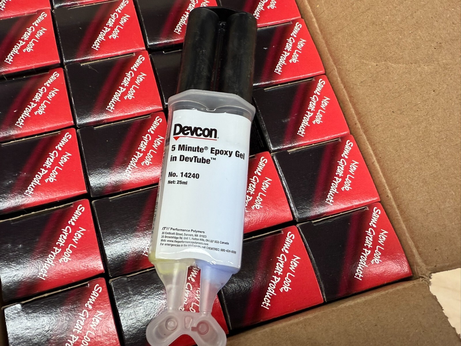 QTY-24 Devcon 14240 5 Minute Epoxy Gel Adhesive 25 mL Dual Syringe Devtube
