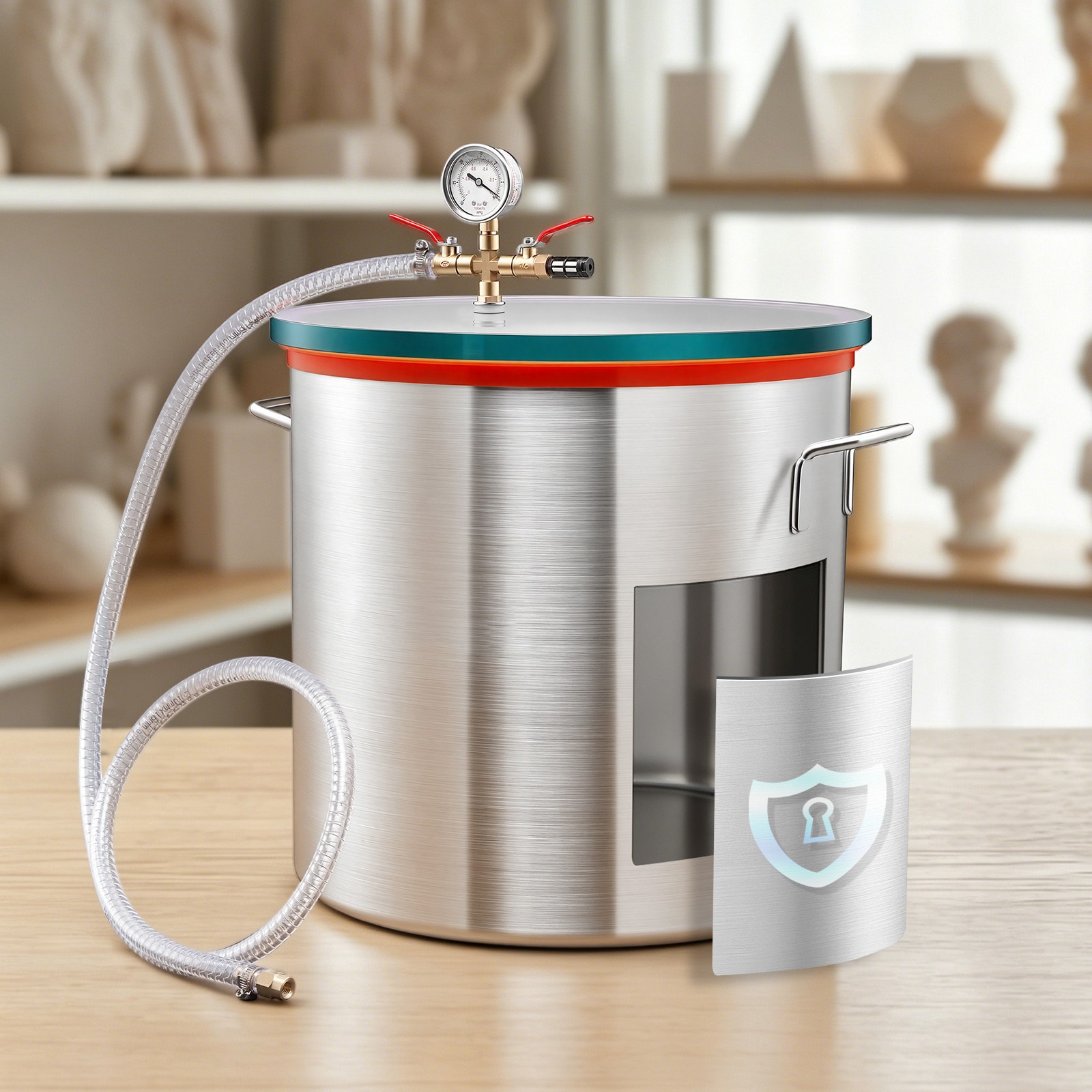 Uimoso 15 Gal Aluminum Vacuum Chamber with Tempered Glass Lid for Degassing