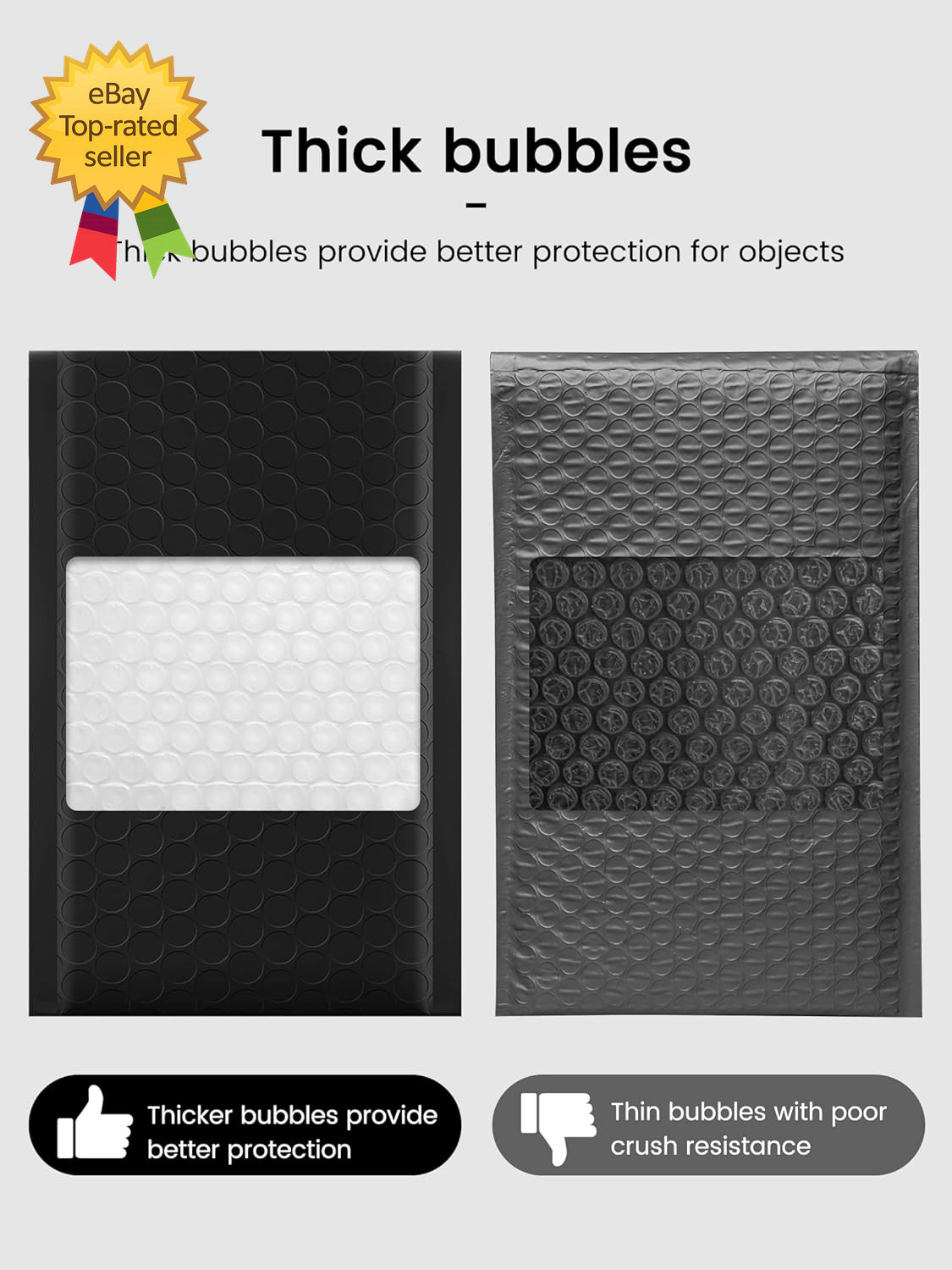 Black Bubble Mailers 4X8 Inches 50 Pack, Usable Size 4X7″ Bubble Envelopes for S