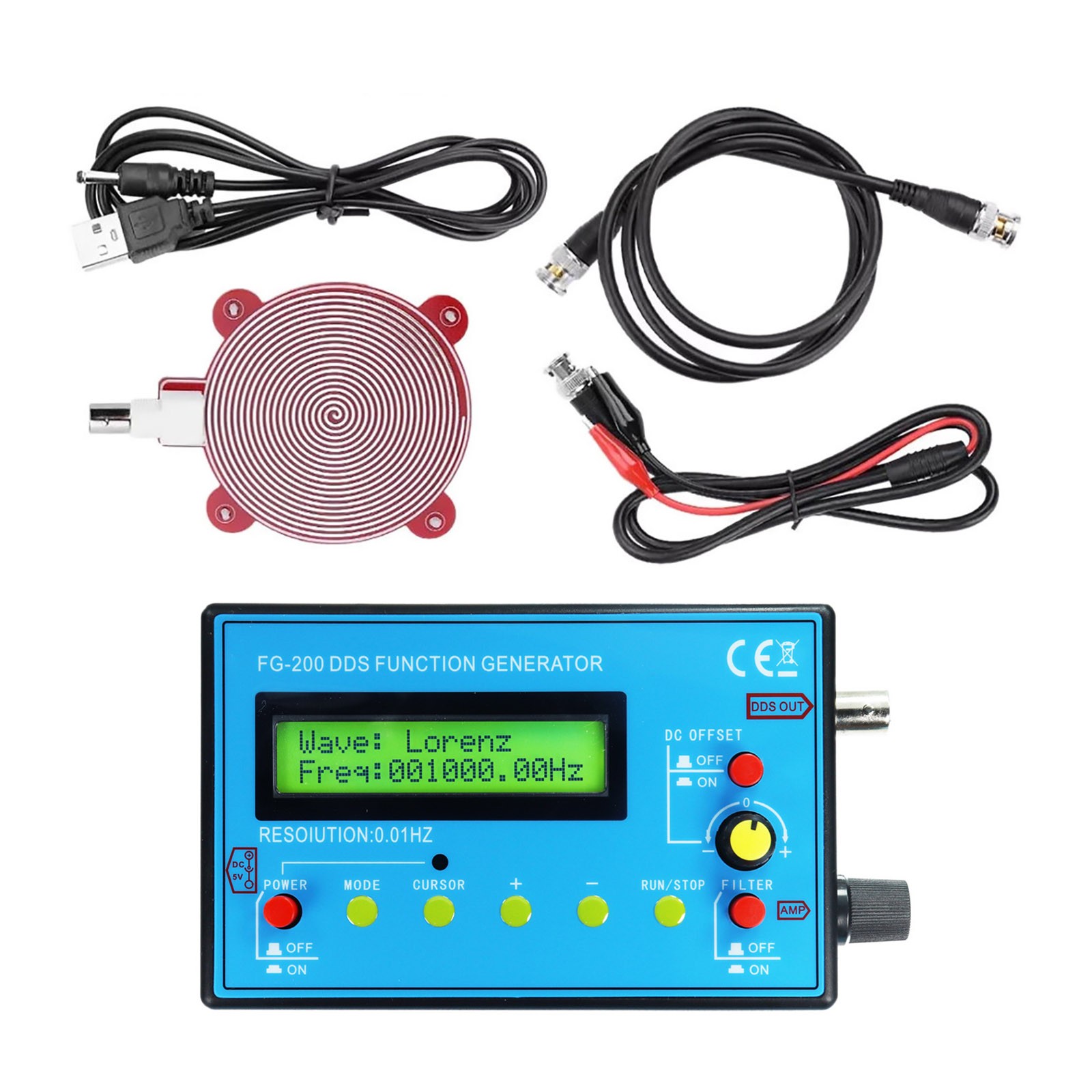 Multi Waveform Signal Generator DDS 15 Patterns 0.01Hz-500kHz with USB Cable