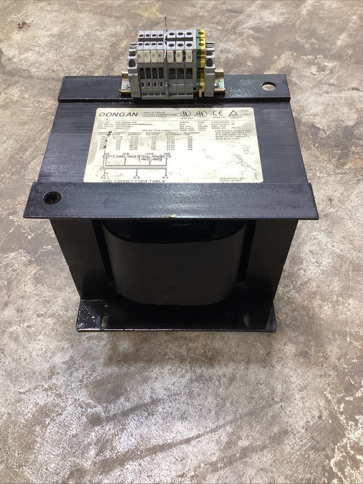 Dongan ES-10300.326 Single Phase Class I Transformer