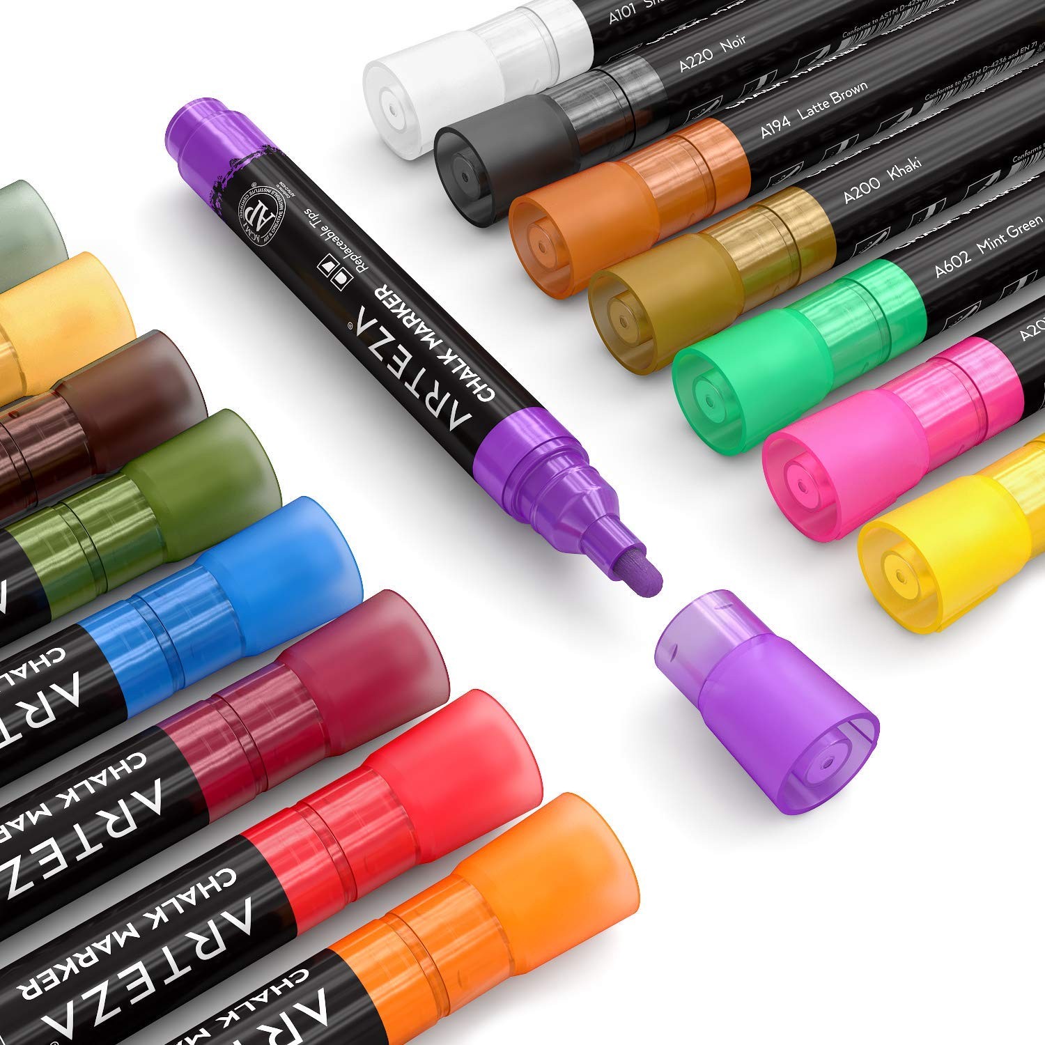 ARTEZA Pastel Liquid Chalk Markers, Set of 16, Tweezers, Office Product
