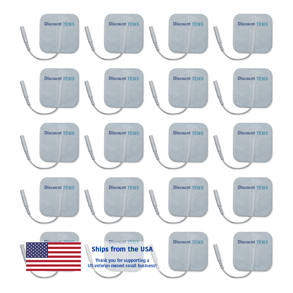 TENS 2″x2″ Premium Wired Electrode Pads, 20 Pads (10 Pair)