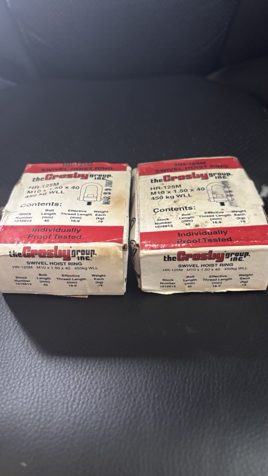 Lot 2 PCS. NIB Crosby M10 X 1.5 X 40 HR-125M Swivel Hoist Ring. Lot 2 Pieces.