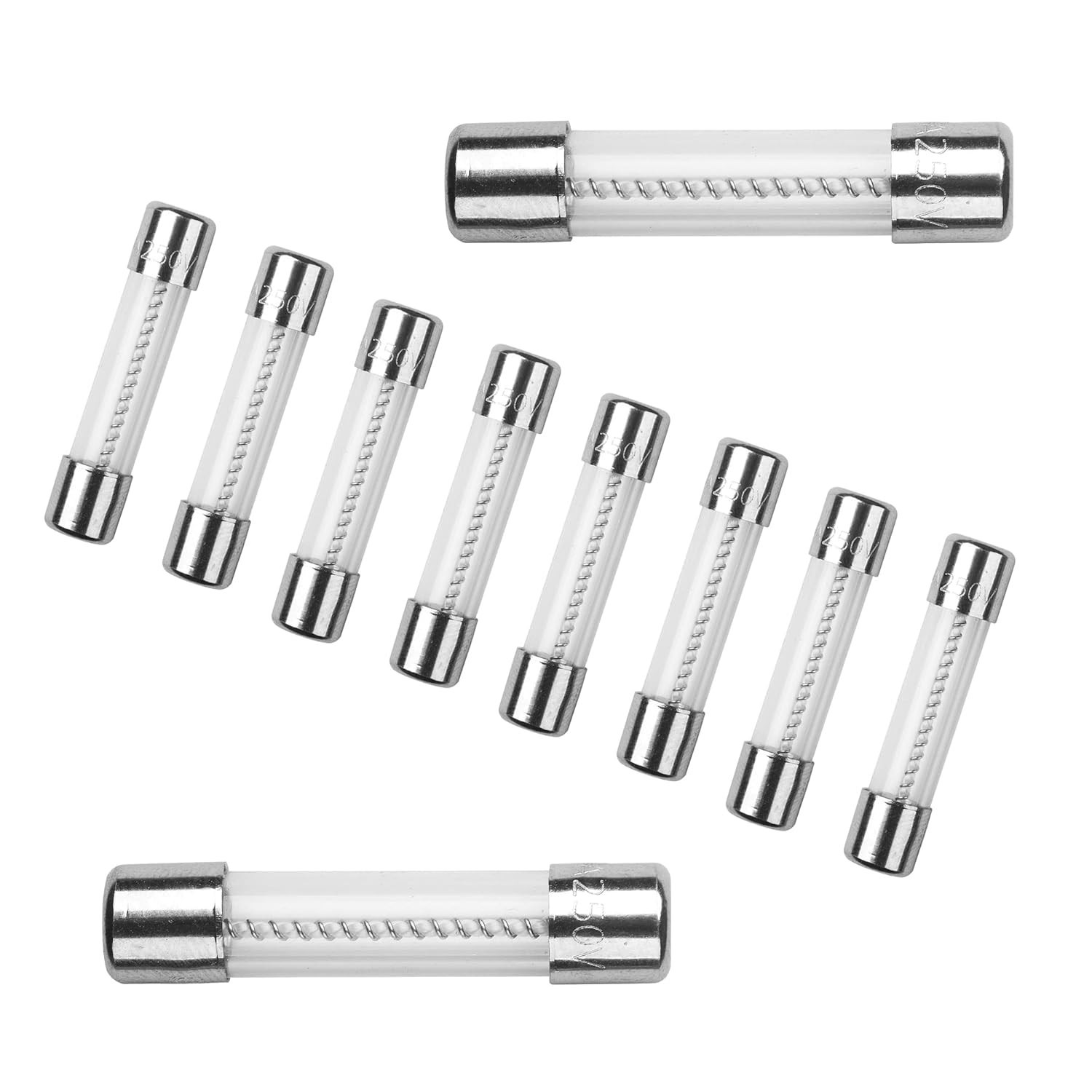 10Pcs T2.5AL250V 6x30mm 2.5A 250V Slow Blow Fuse T2.5AL Glass Slow-Acting 2.5…