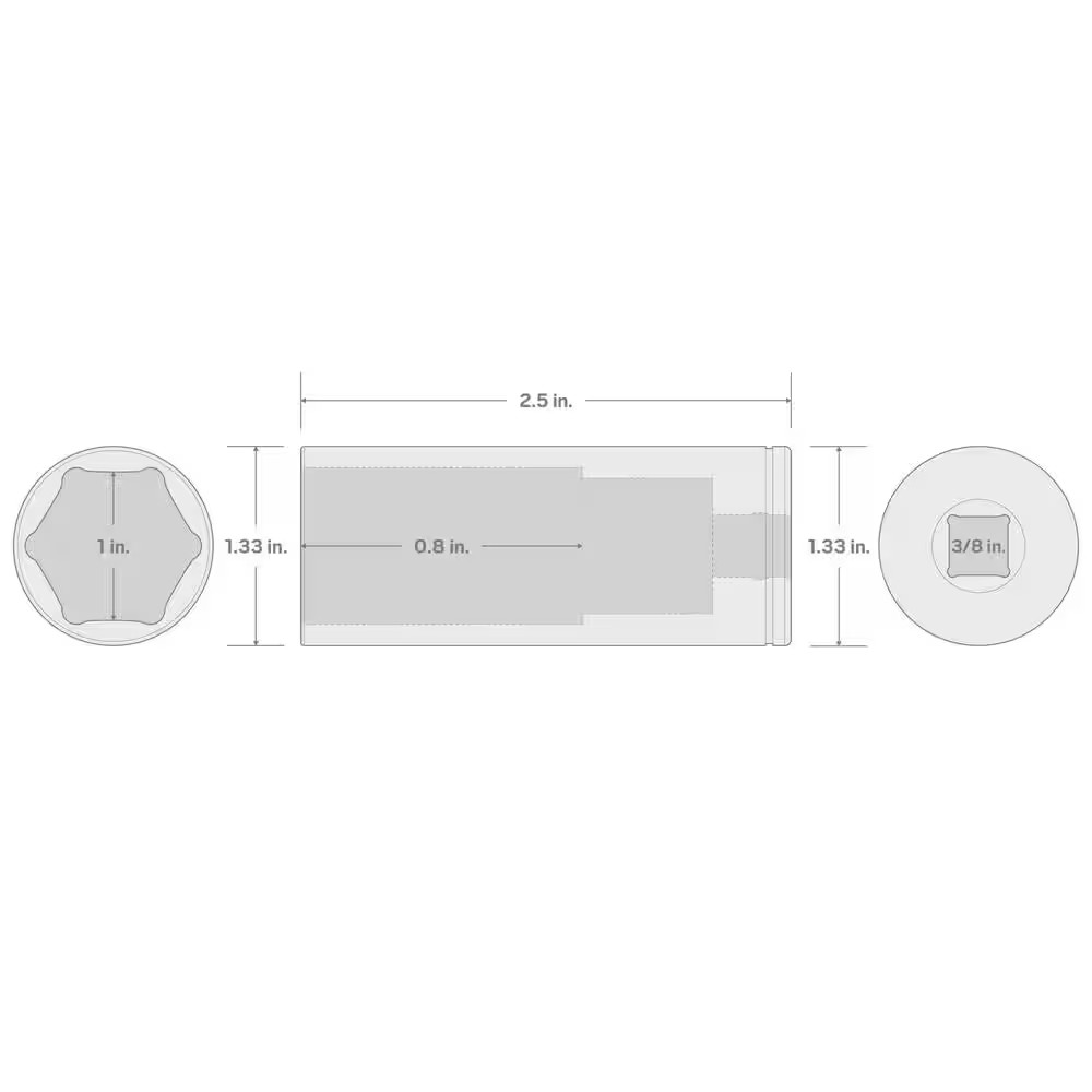 3/8 In. Drive X 1 In. Deep 6-Point Socket