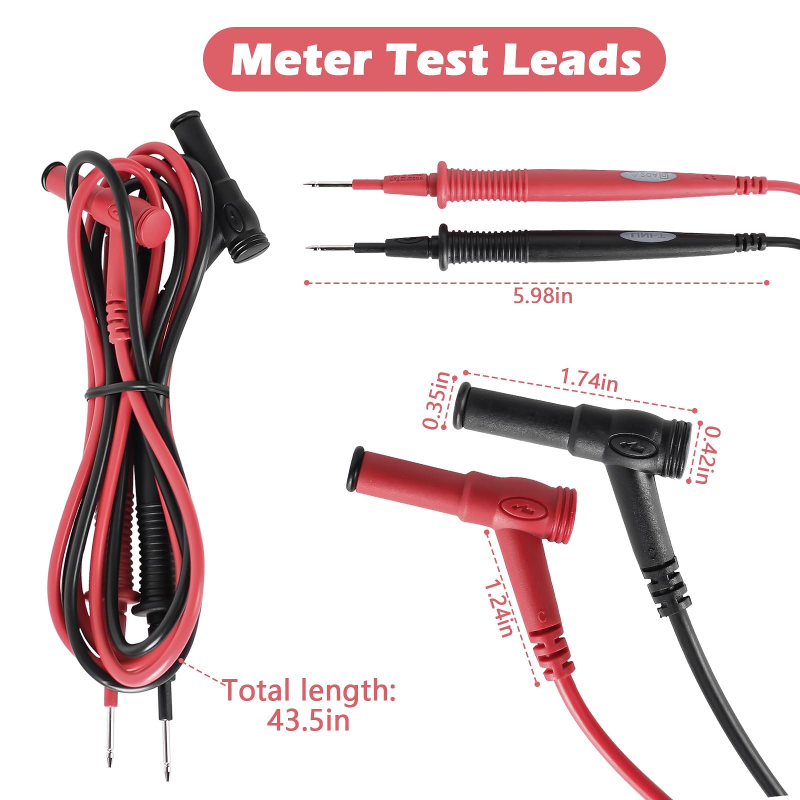 New Meter Test Leads Cat III 1000V 20A Replacement for Fluke Ideal Simpson