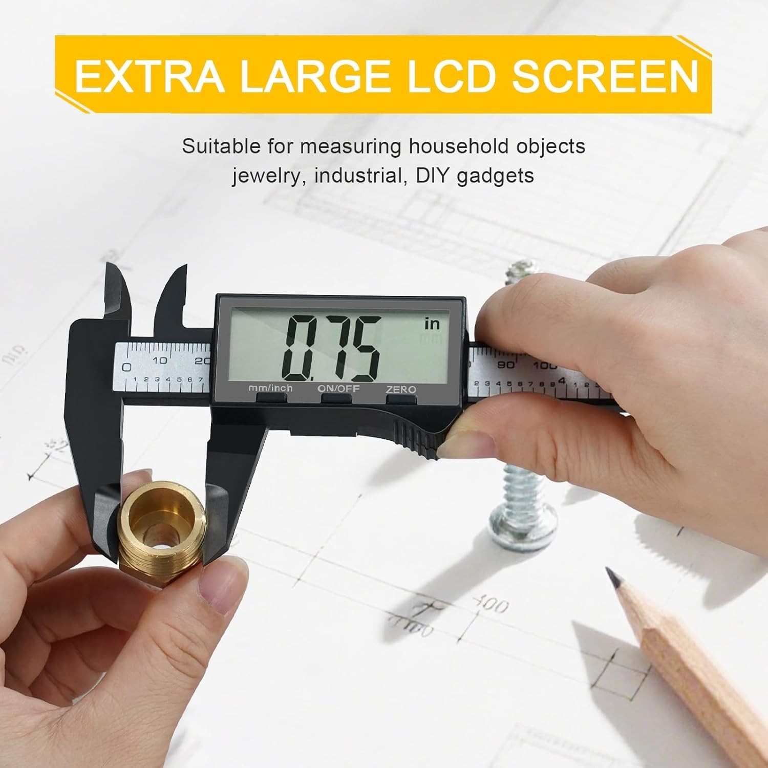 Extra-Large LCD Digital Caliper – 6-Inch Precision Tool for Crafts and Industry
