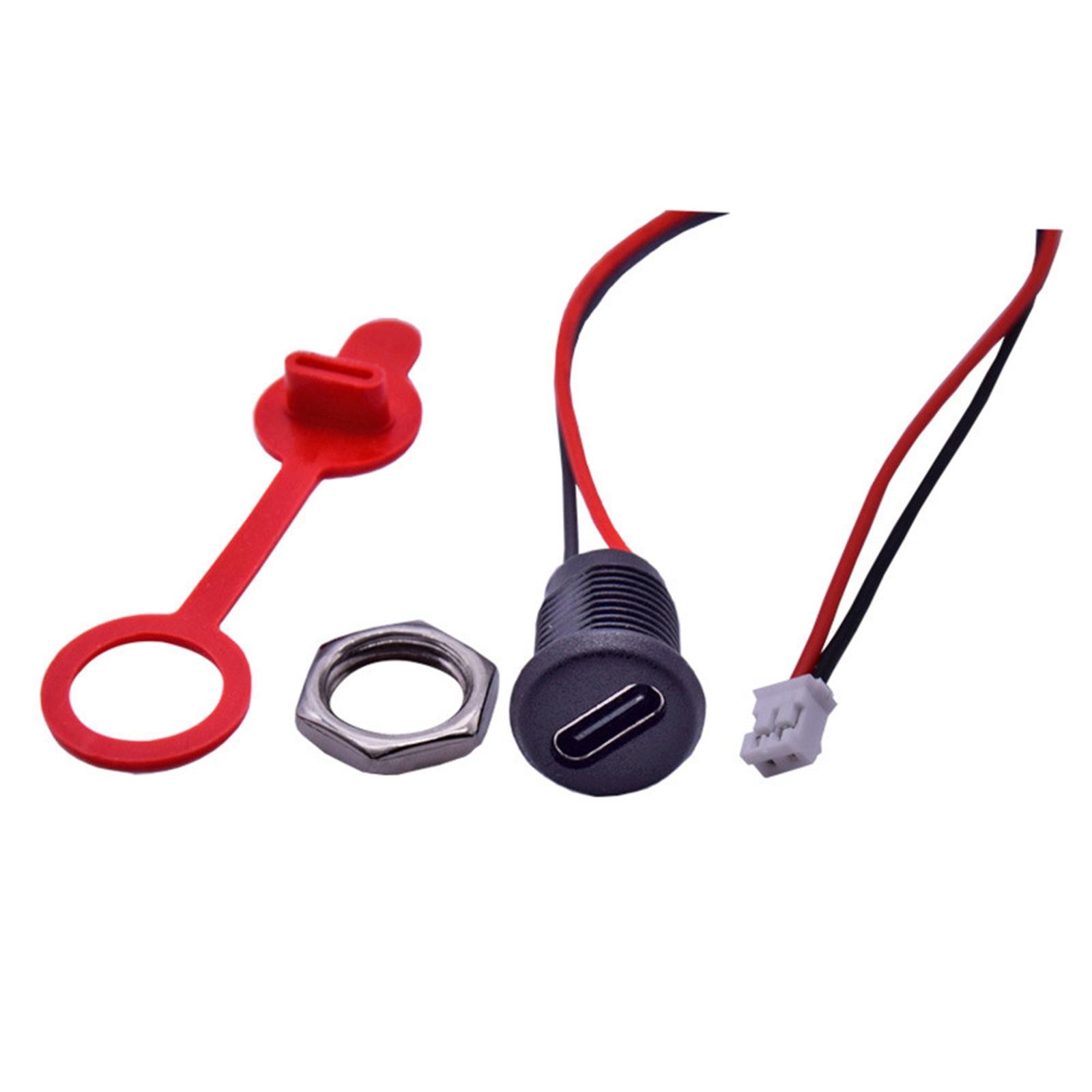 10PCS USB Connector 2Pin Type-C Female Waterproof Current Fast Charger Jack Port