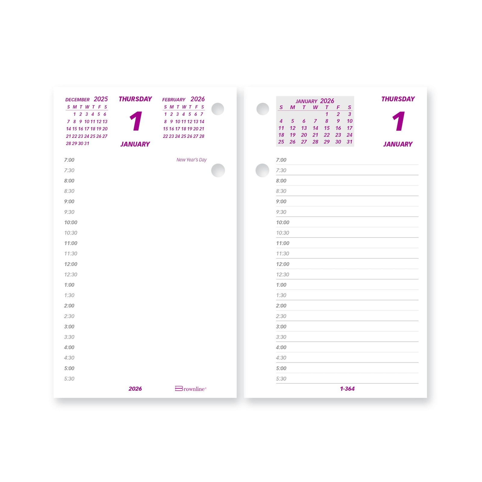 Brownline® 2026 Daily Desk Calendar Refill, 12 Months, January to December,
