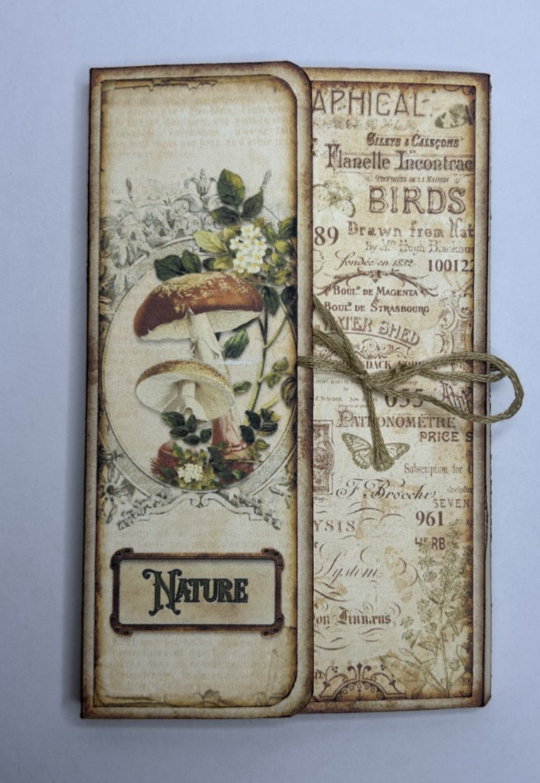 New Handmade Distressed Nature Junk Journal Folio 5.5 x4 inches