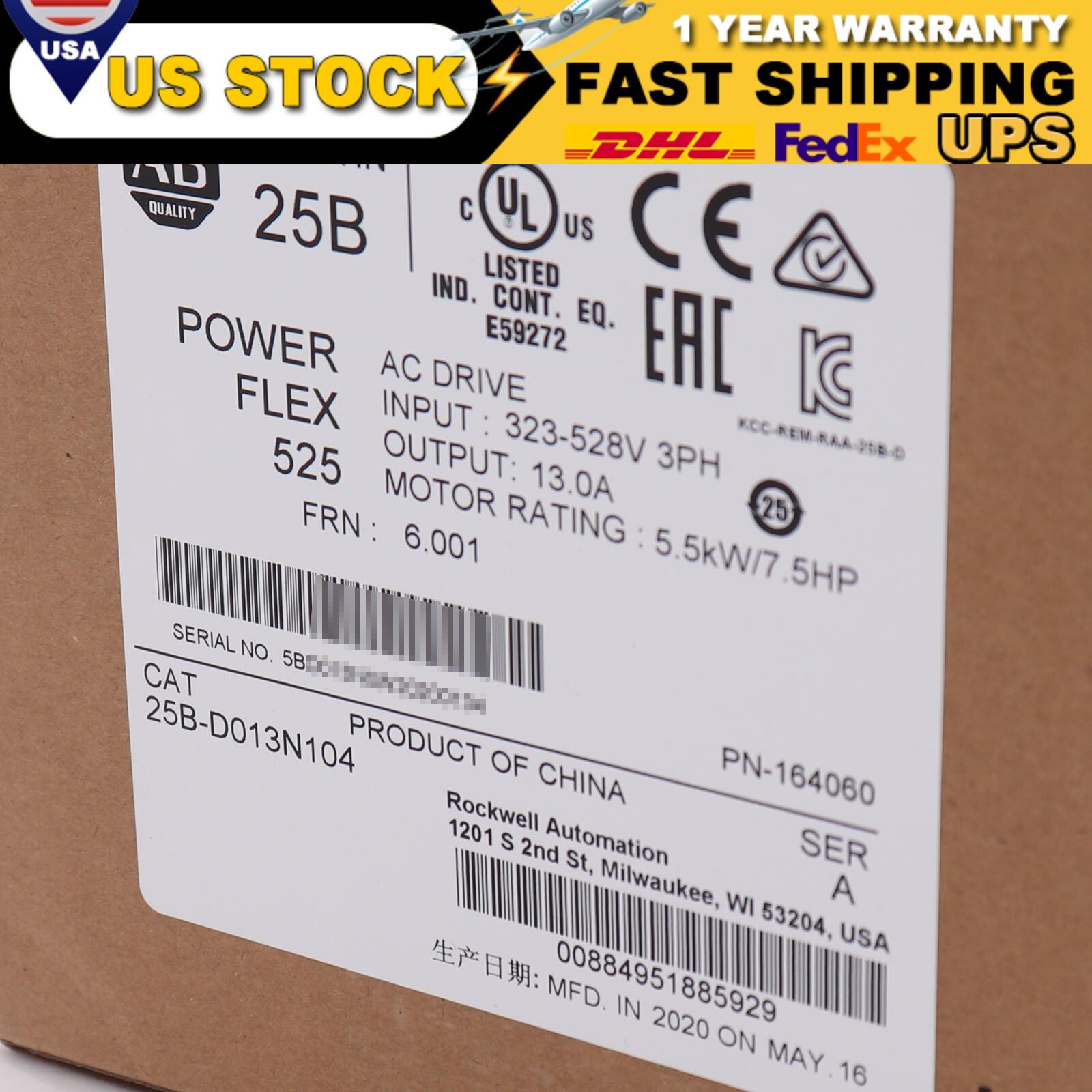 NEW AB 25B-D013N104 Allen-Bradley 25BD013N104 US Free Tax