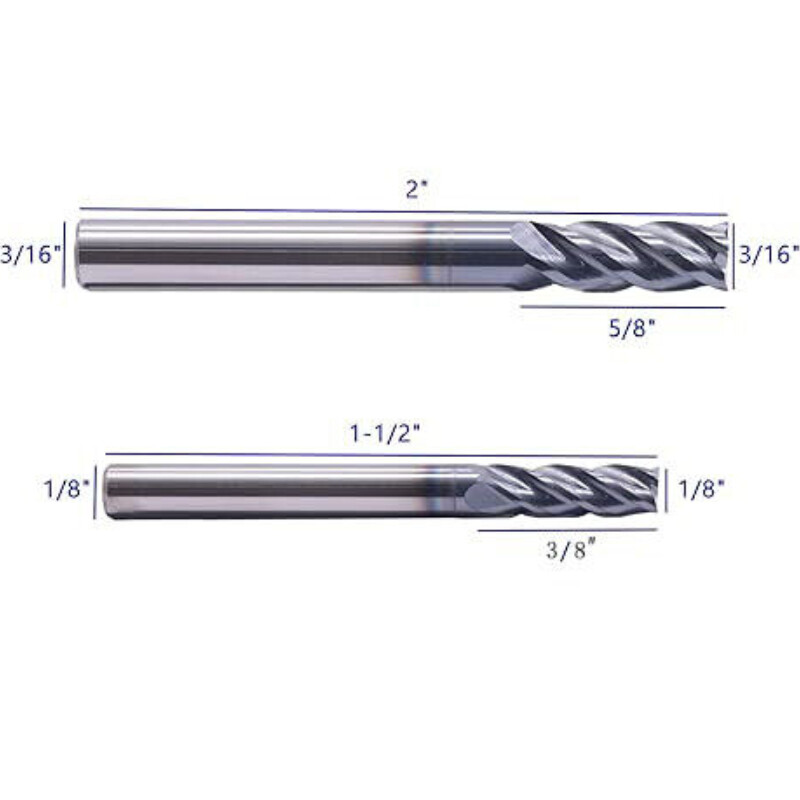 6Pcs 4 Flute Solid Carbide 1/8″ – 1/2″ End Mills Set – AlTiN Coated