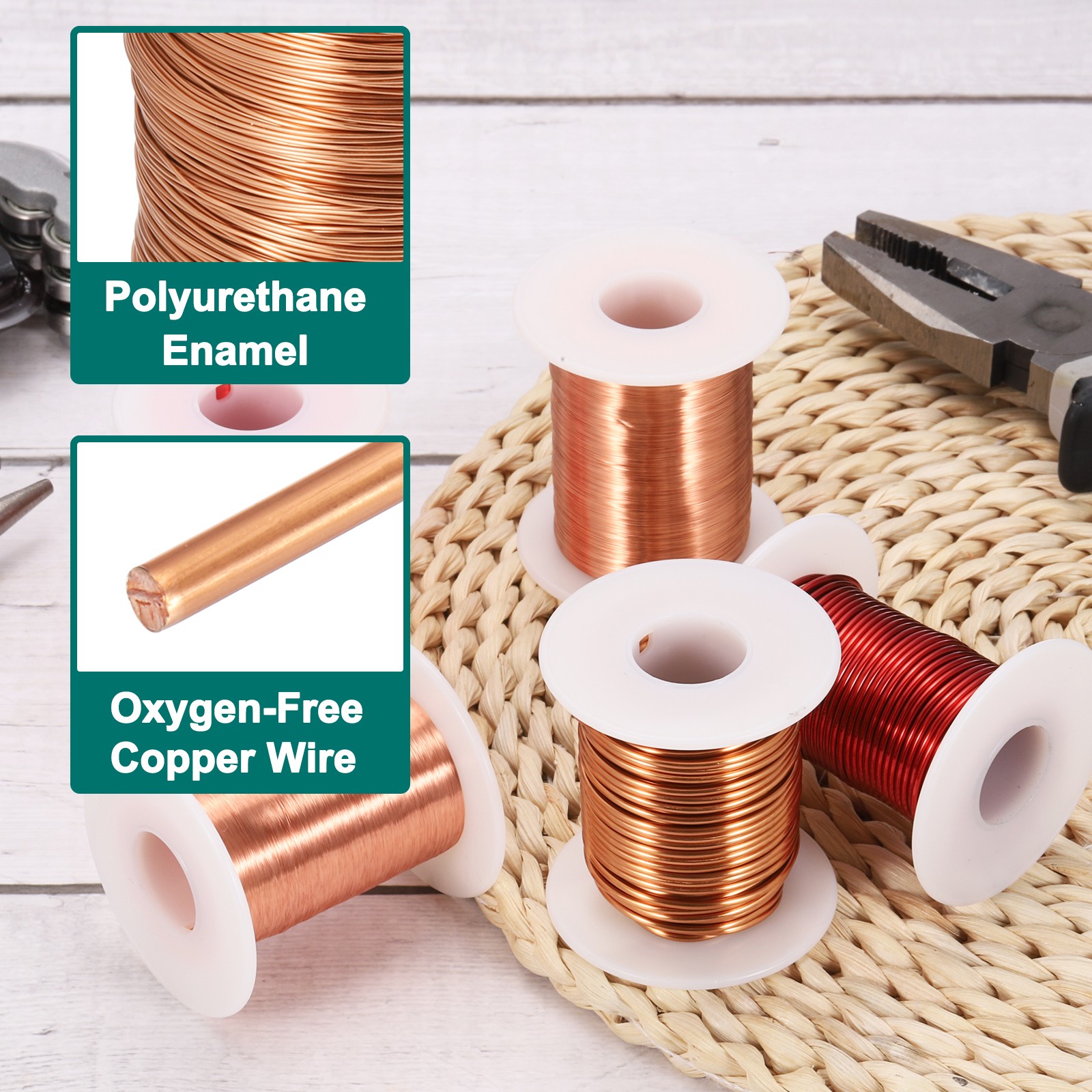 14 AWG Magnet Wire, 14 Gauge 8 oz Enameled Copper Wire, 155C(311F), Copper Color