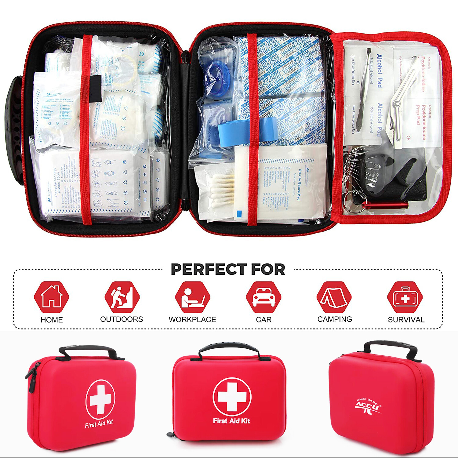 237Pieces First Aid Kit Premium Medical Supplies All-Purpose and Emergency Bag