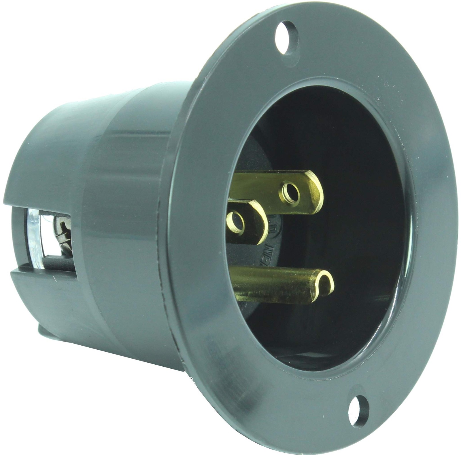 Journeyman~Pro 5278 15A 125V NEMA 5~15 Flanged Inlet Black