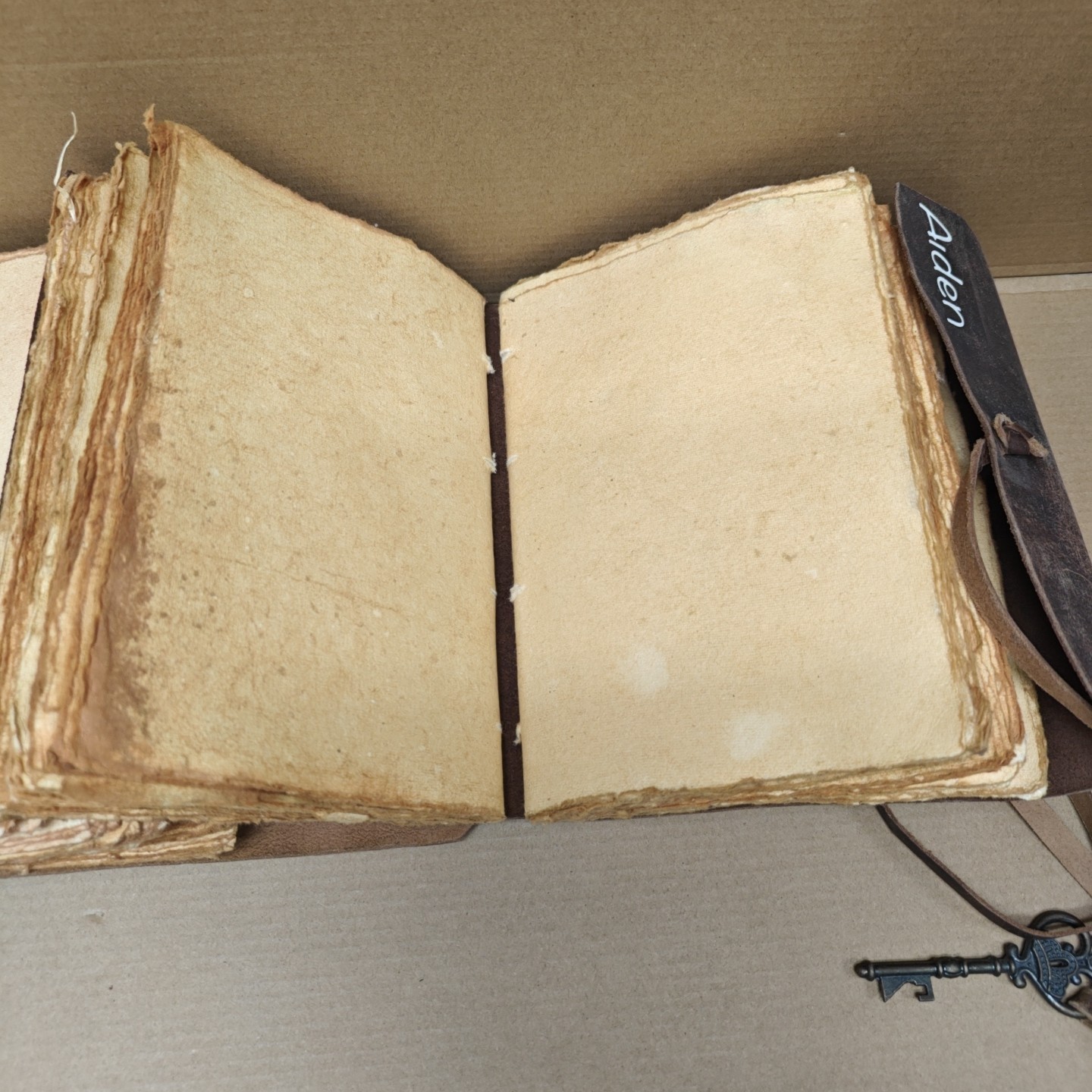 Lots Of 2 Vintage Leather Journal Antique Handmade Deckle Edge