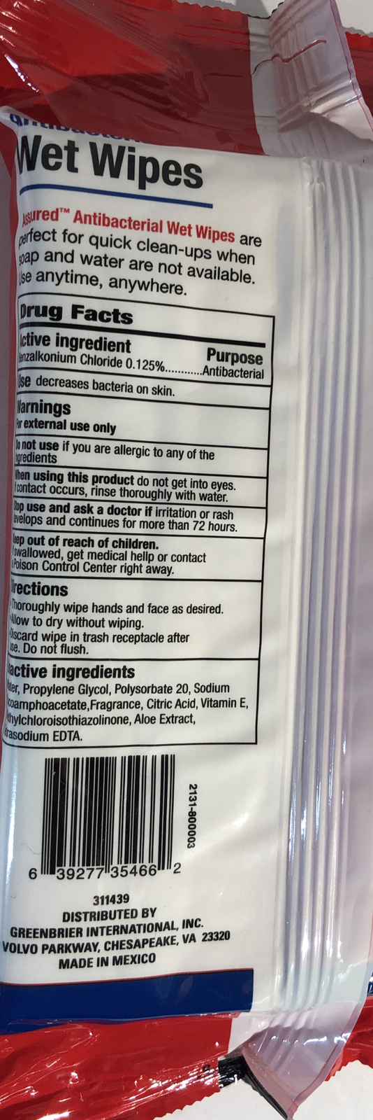 3pk 40ea =120 Total Assured Wet Wipes Cloths Travel Pk W Vitamin E + Aloe-SHIP24