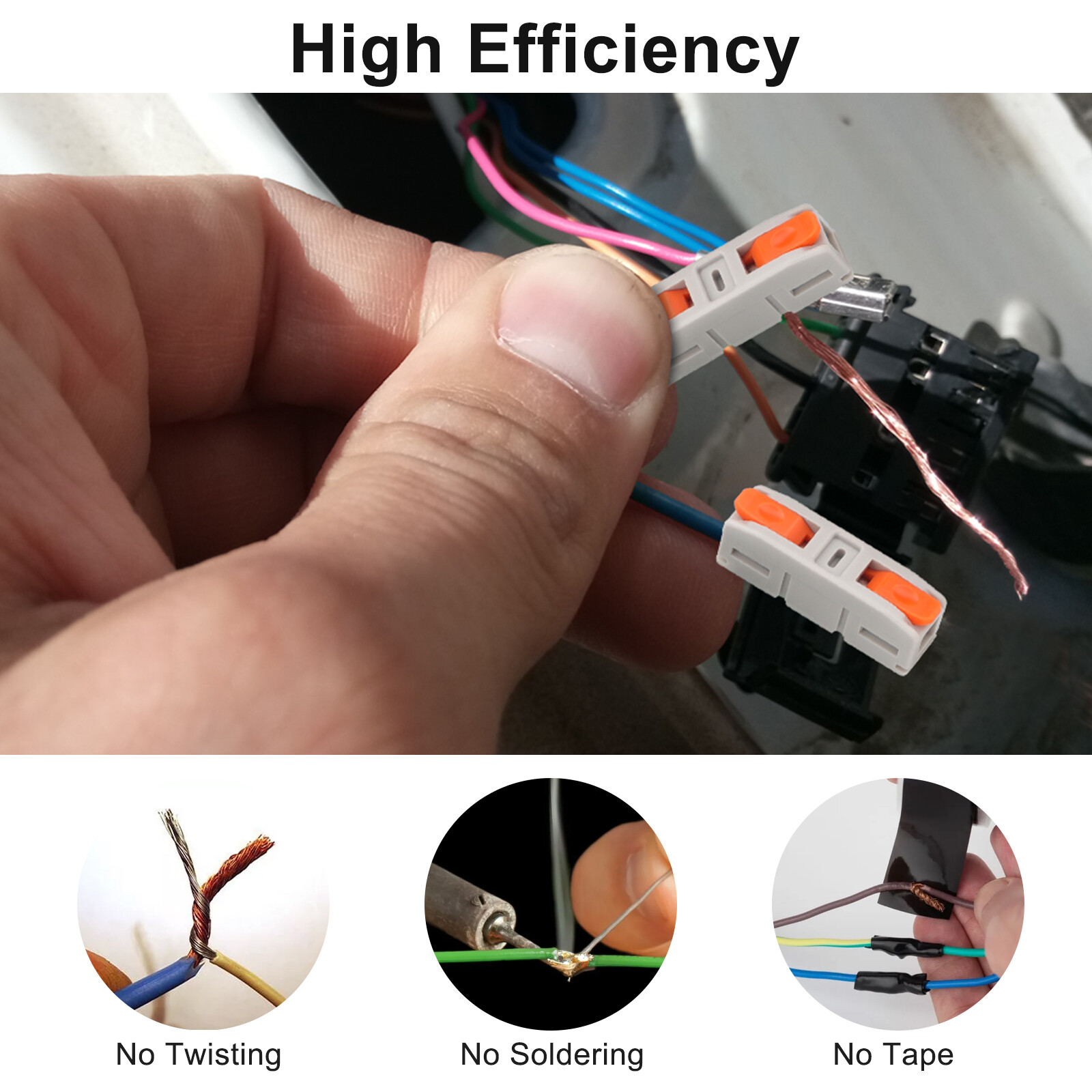 100pcs Conductor Compact Connectors Lever Wire Nuts Inline Electrical Connectors