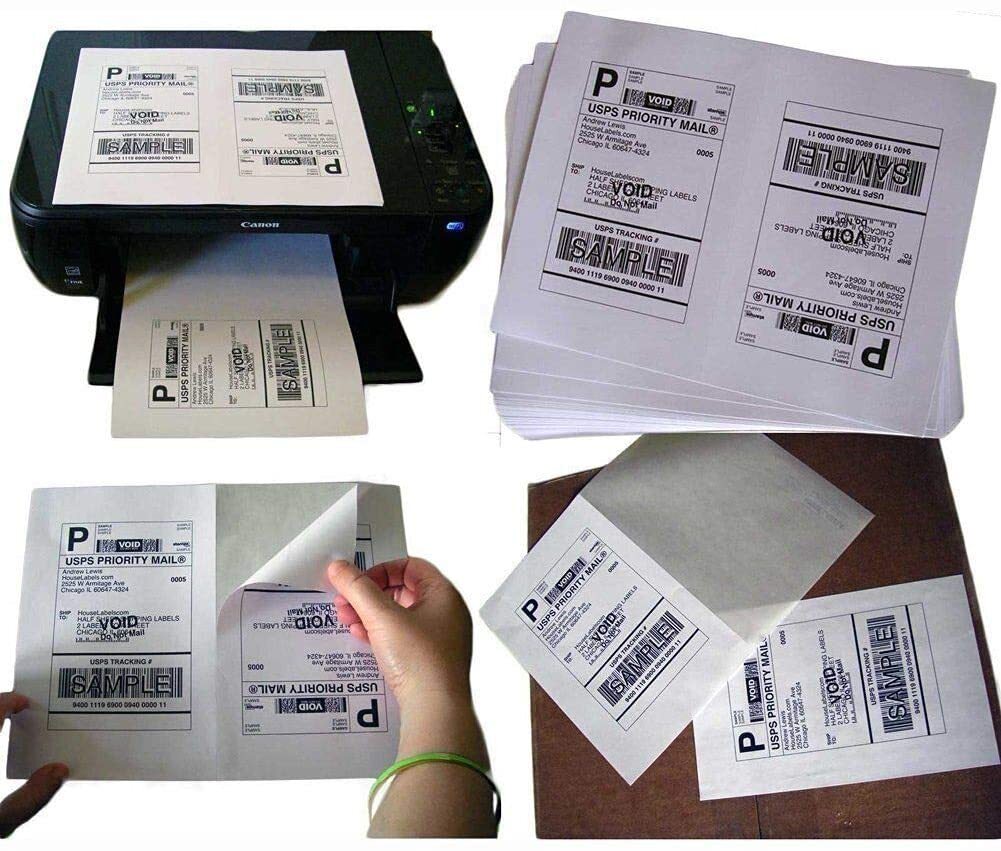 50-1000 Premium 8.5″ X 5.5″ Half Sheet Self Adhesive Shipping Labels 2 Per Sheet