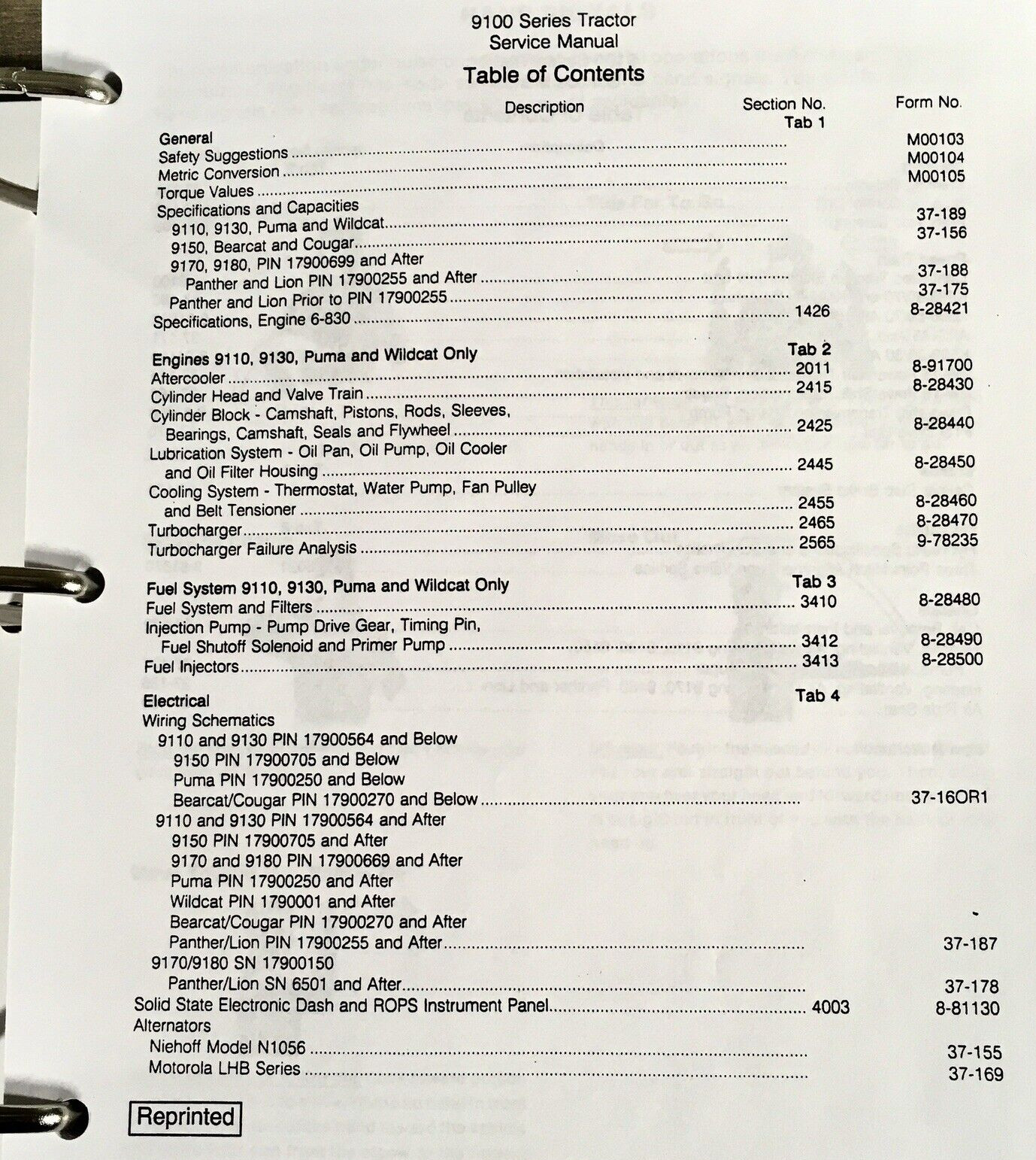 Case IH 9100 Series 9110 9130 Puma Wildcat Tractor Service Manual Repair Shop