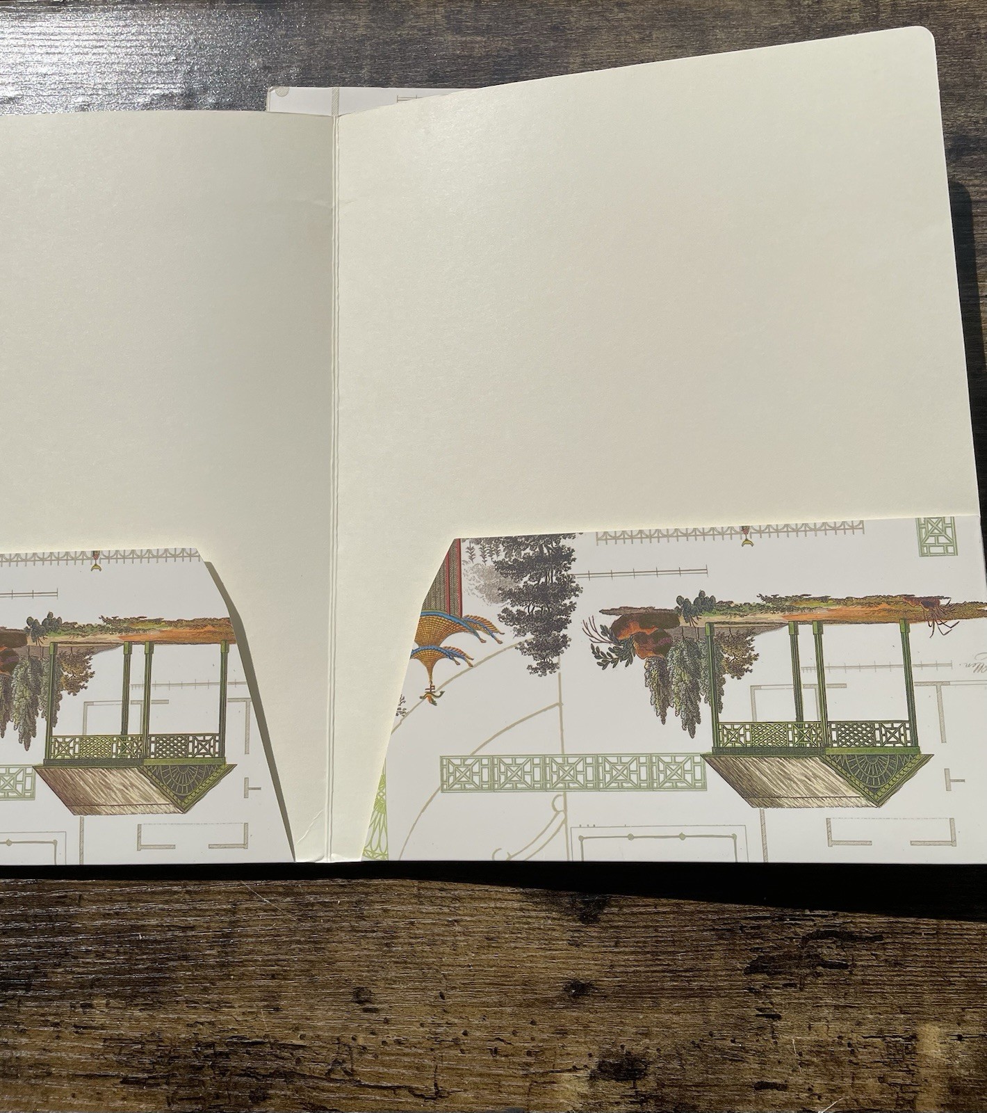 CASPARI Fine Stationary File Presentation Folders Pocket Set Chinese Pagoda