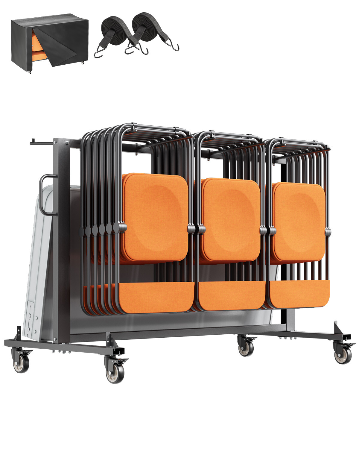 Folding Chair Rack Cart for 42 Chairs or 12 Tables of 400 LBS with Wheels
