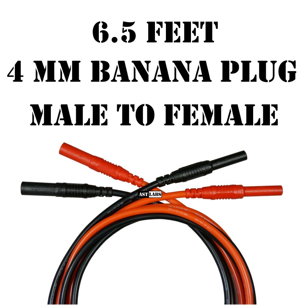 Test Lead Extension SILICONE Banana Plug Male to Female 13 AWG 6.5 ft (#992-004)