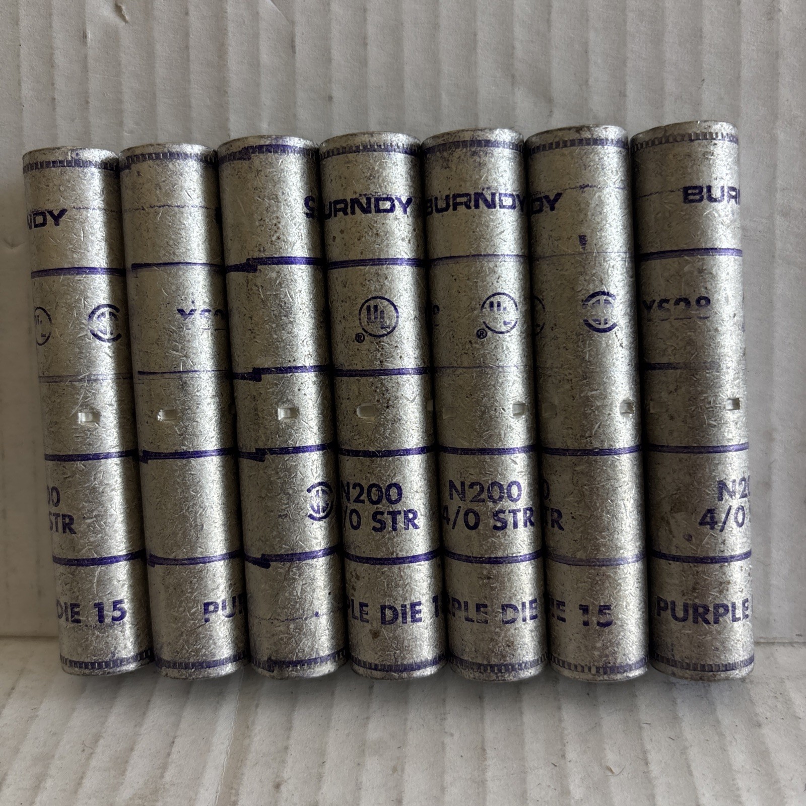 7X BURNDY YS28 N200 4/0 STR PURPLE DIE 15 HYLINK-SPLICE LNG BARREL [2ES1-5]