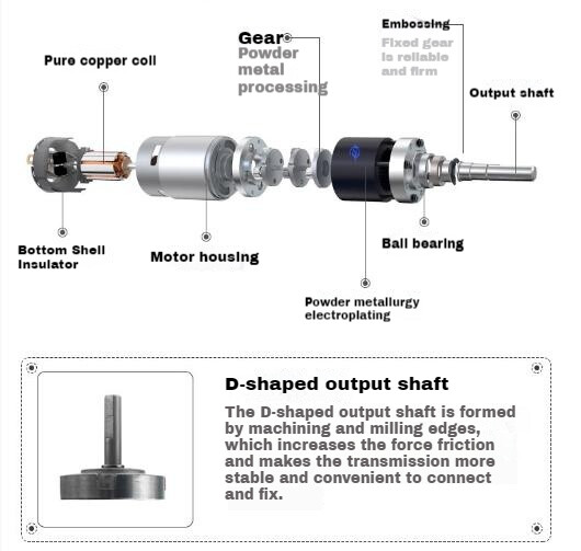 DC 12V 24V Planetary Gearbox Reduction Motor High Torque 11RPM~2162RPM 42GP-775