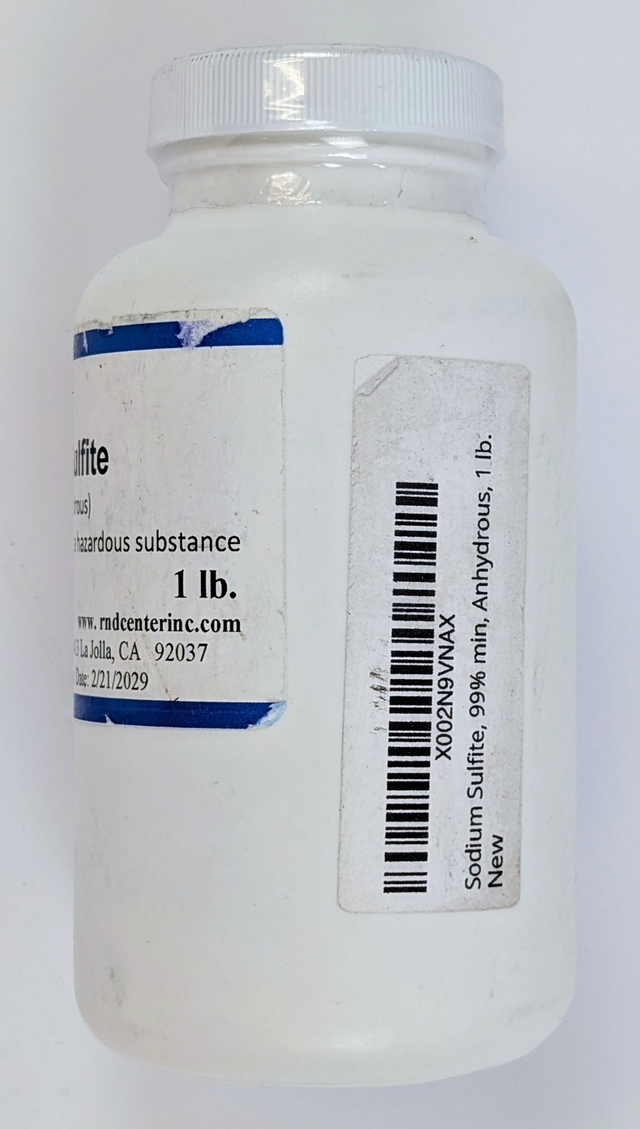 ChemCenter Sodium Sulfite Anhydrous 99% Min Powder 1 lb