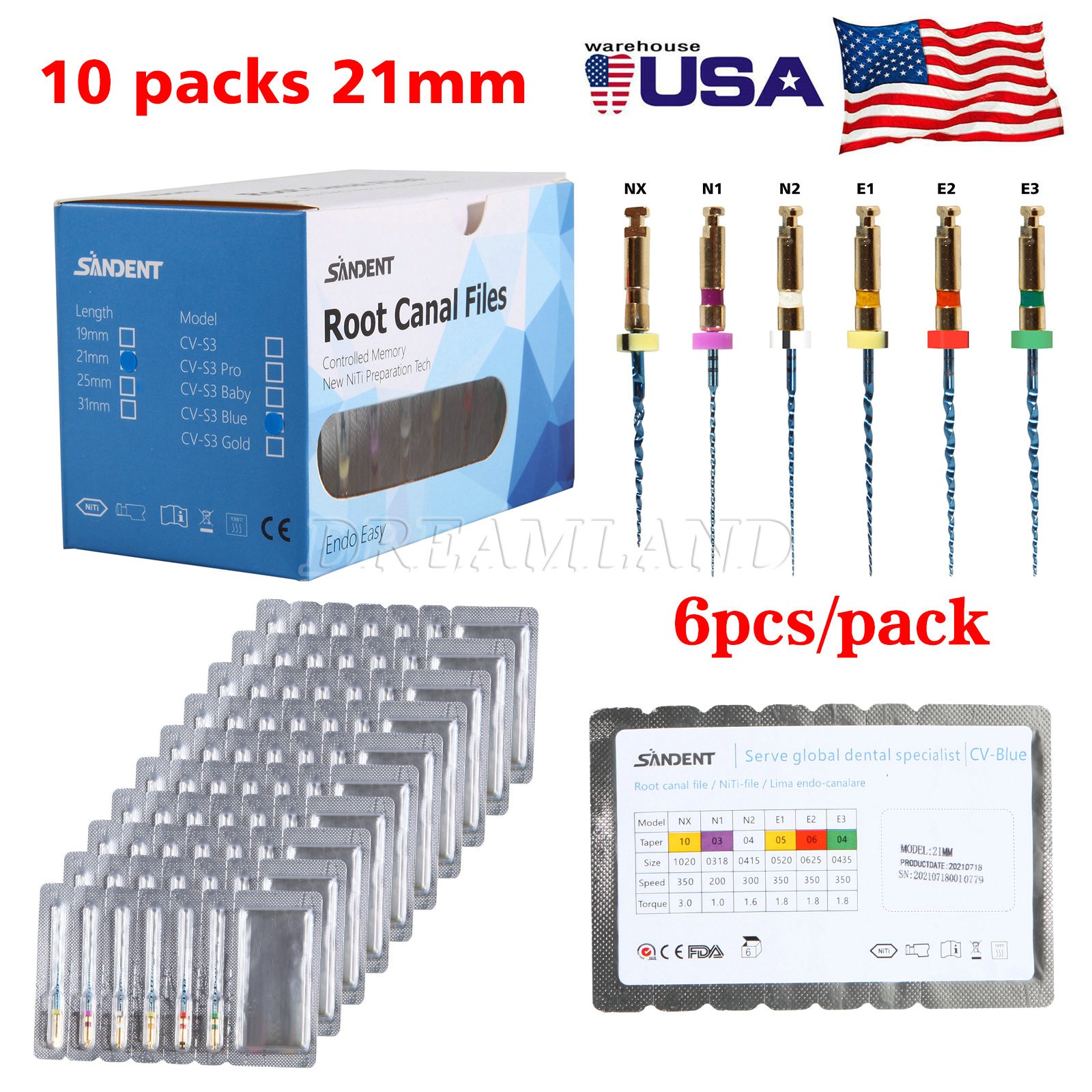 1 PACK Dental Rotary 21MM Lima ENDO Root Canal Niti Files CICADA Universal
