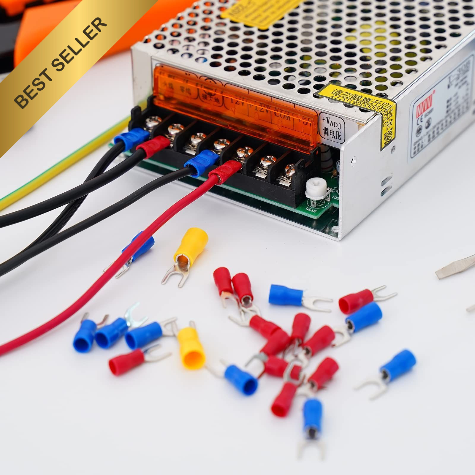 Dual Row Screw Terminal Block 2 Pack 4 Circuits 20A 300V Heat Shrink Connectors