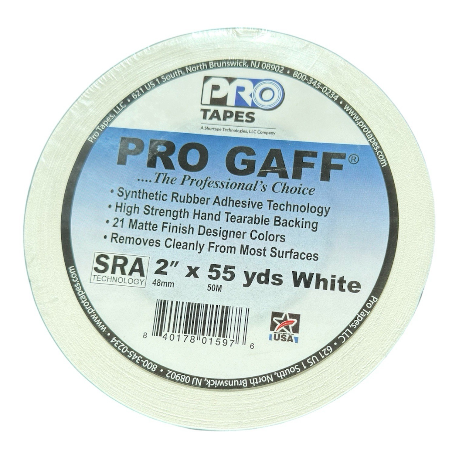 Pro Tapes Pro Gaffer Tape White 2″ x 55 yds.