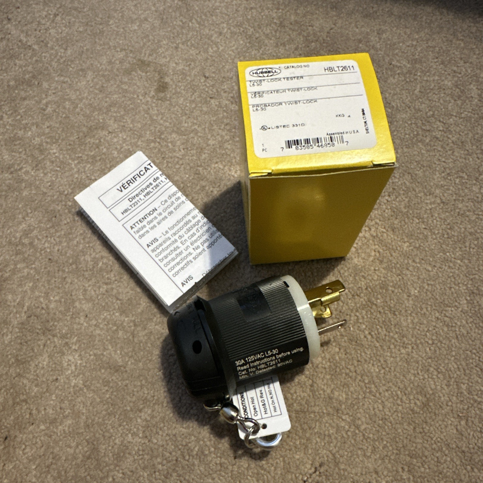 Hubbell HBLT2611 Twist-Lock Tester L5-30