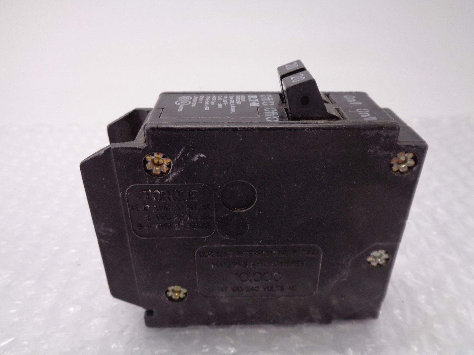 EATON BR2020 BREAKER 2POLES 20AMPS UNMP