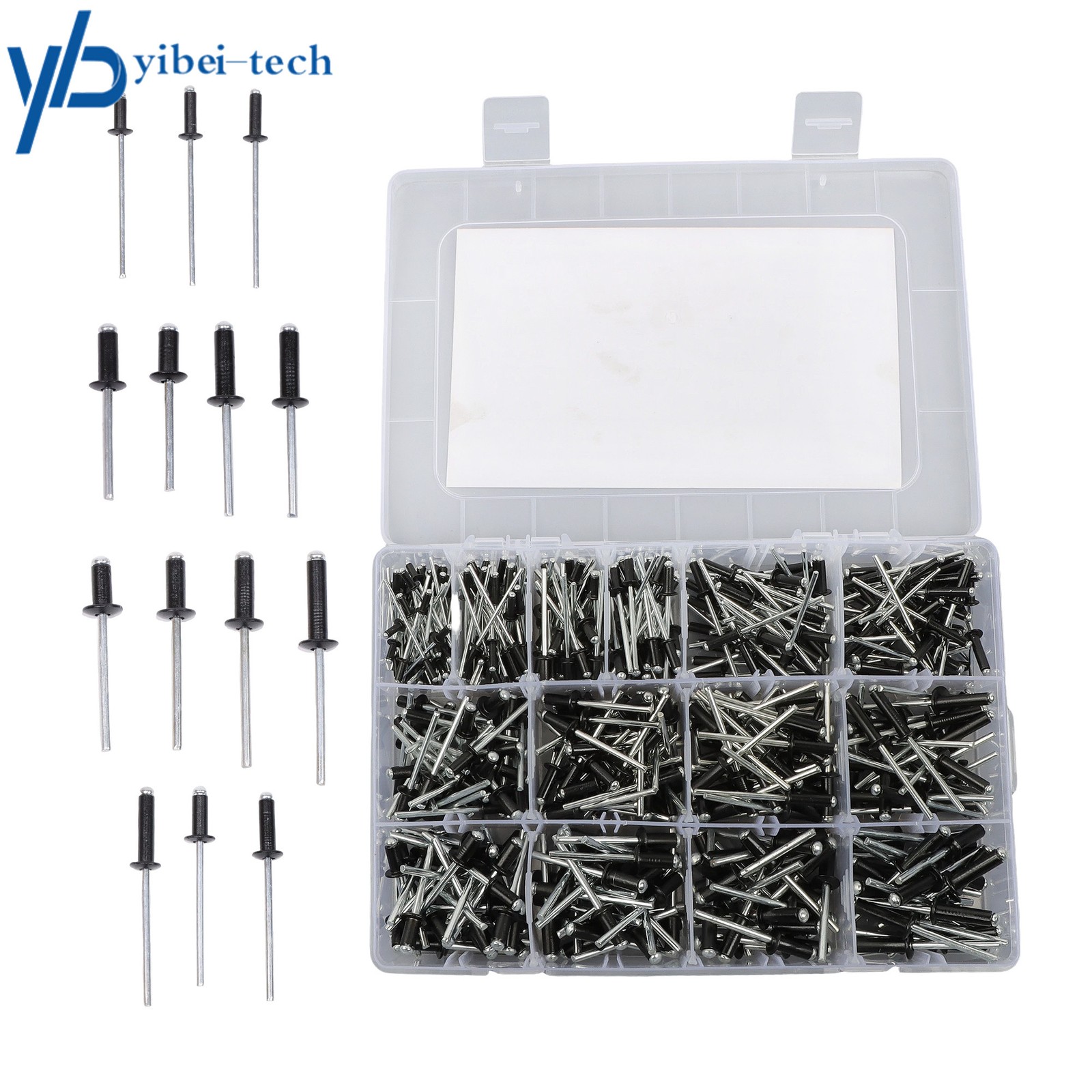 500 sets of rivet kits 3/32″ 1/8″ 5/32″ 3/16″ With 14 Standard Sizes W/ a Box