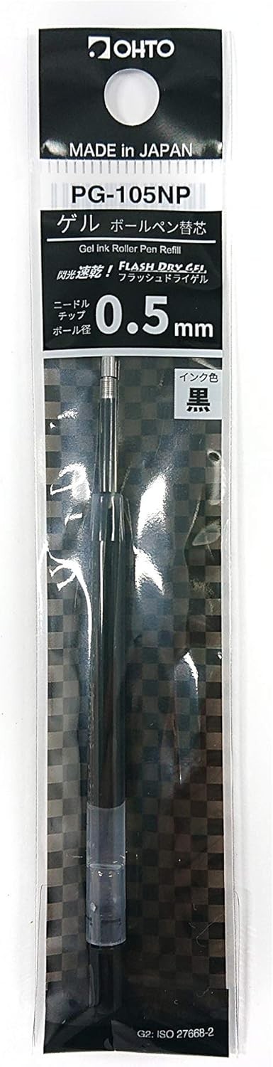 OHTO Flash Dry Gel Ballpoint Pen Refill 0.5mm 1 Count (Pack of 1), Black