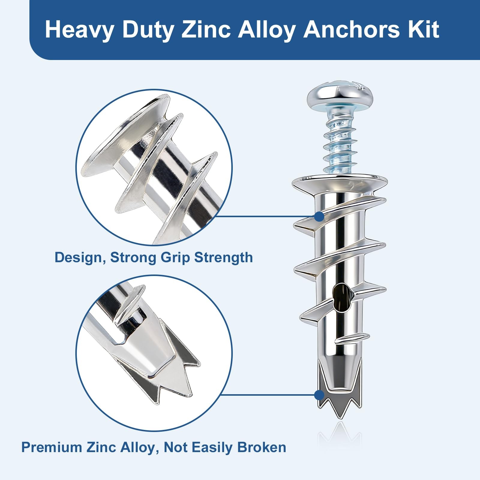 116 Pcs Premium Zinc Self-Drilling Drywall Anchors and Screws Kit, Heavy Duty…