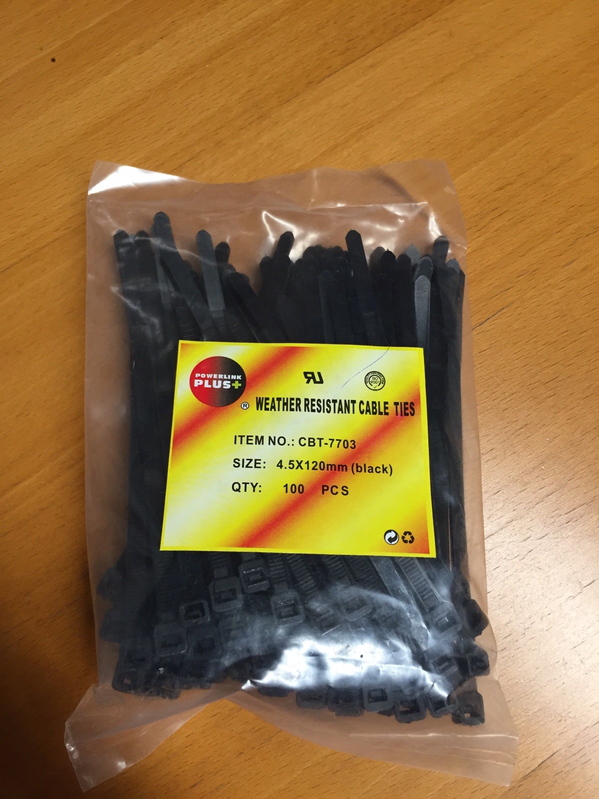 Pro Power CBT-7703 Weather Resistant Cable Tie 4.5x120mm Black (100pcs)