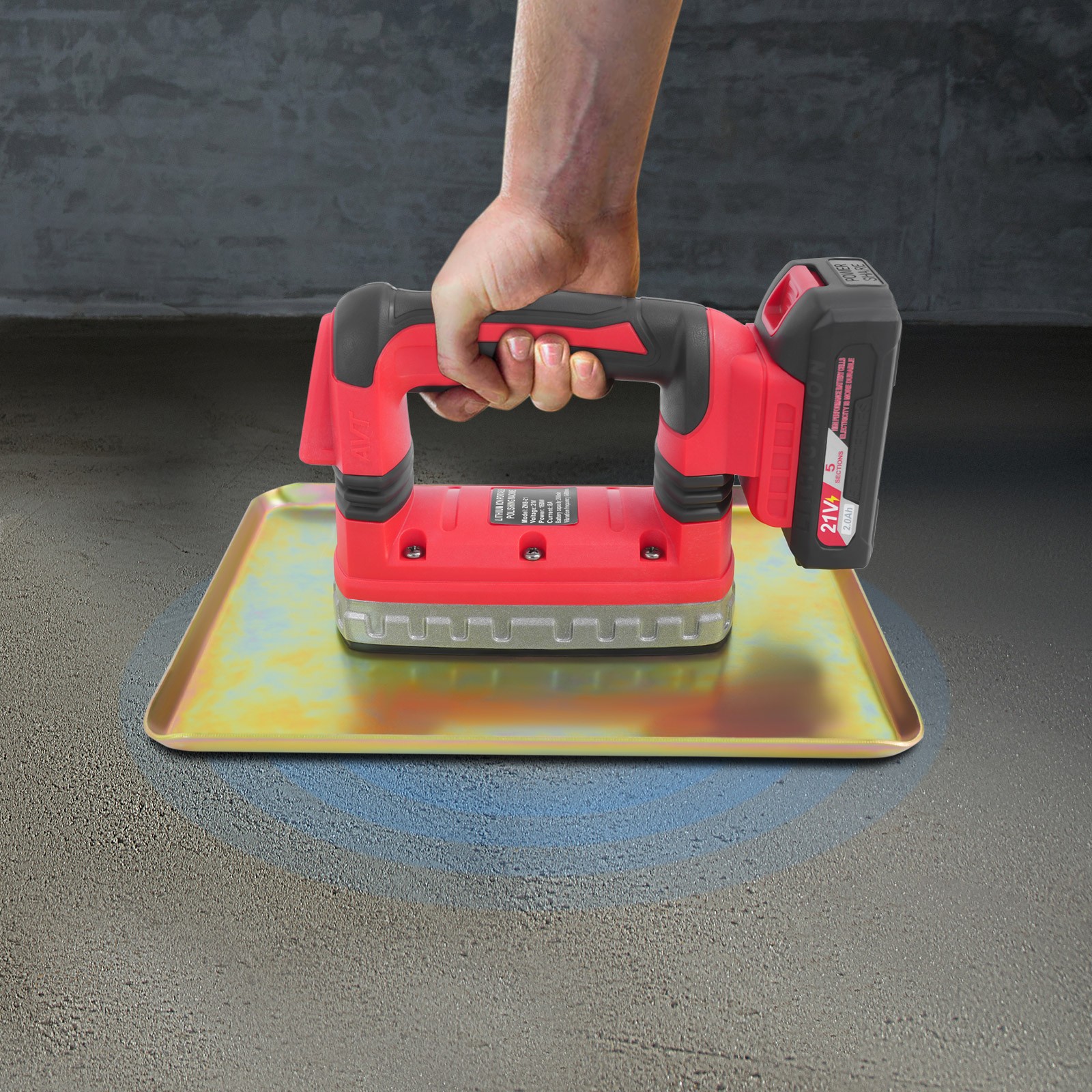 Cordless Concrete Flat Plate Vibrator – Lightweight & Efficient Troweling Tool.
