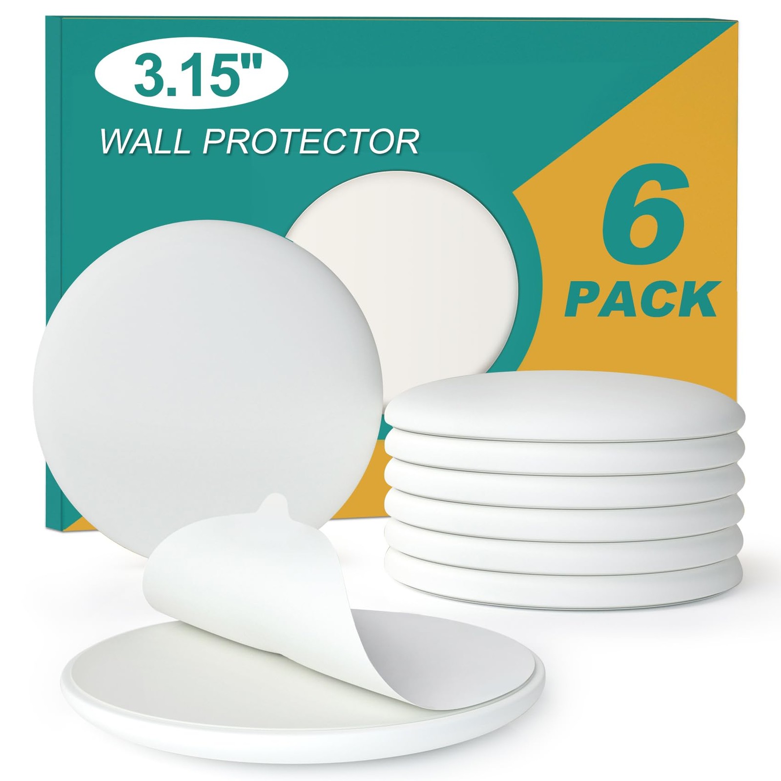 [3.15″] Door Stoppers Wall Protector, 6 Pcs Large Size 3.15″ (6 PCS), White