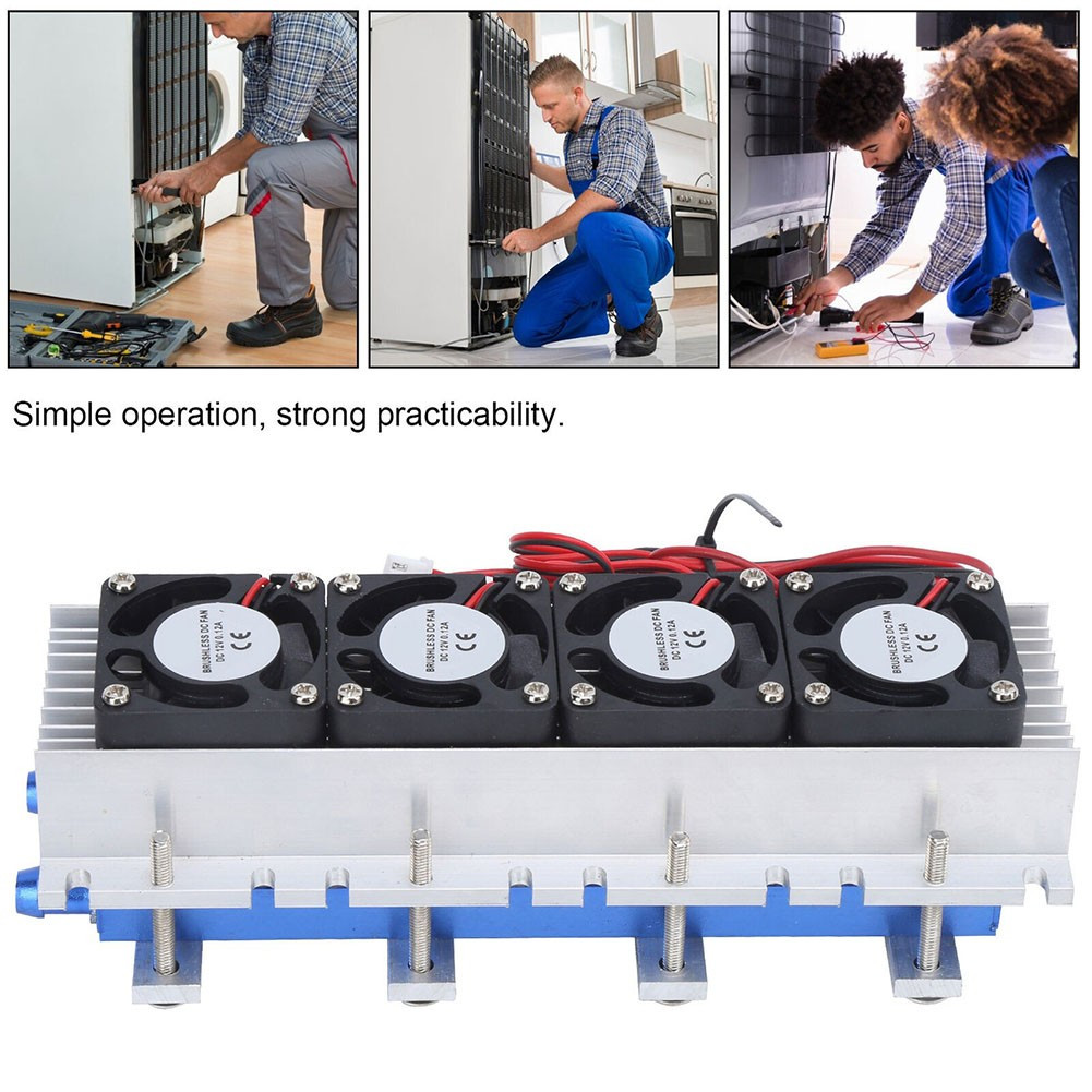 4 Chip Refrigerator Thermoelectric Peltier Cooler Water Cooling Device 12V/288W
