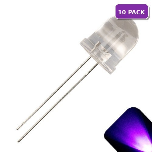 10 x LED 10mm UV / Purple Ultra Bright Round Top LEDs Light Lamp RC Car PC Mod