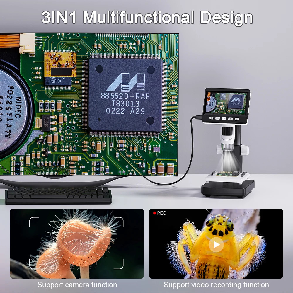 1000X Digital Microscope 4.3in LCD 1080P Coin Soldering Electronic Repair