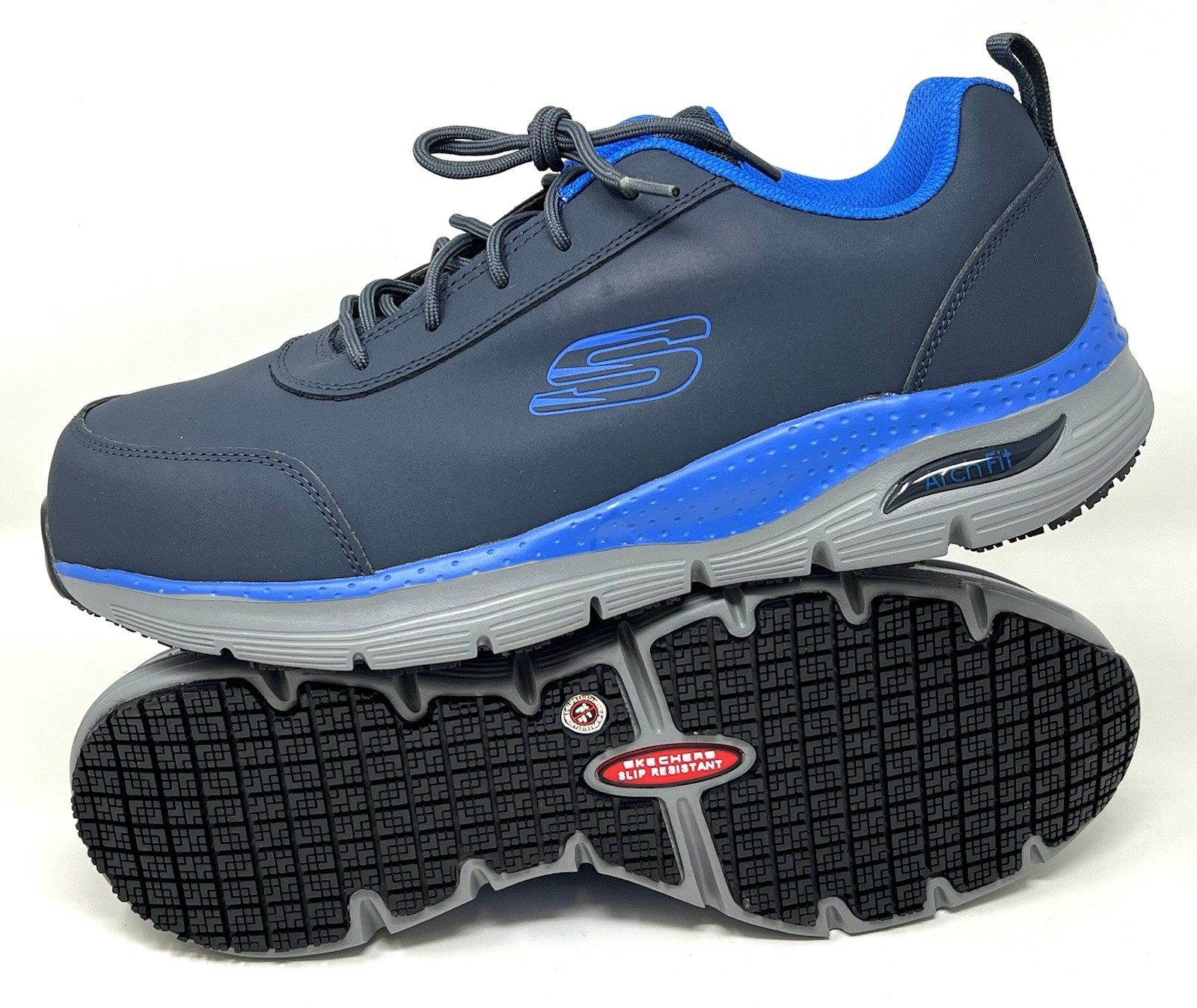 Skechers Work Footwear Blue Arch Fit MaxTRAX Alloy Toe Athletic – Mens Size 12