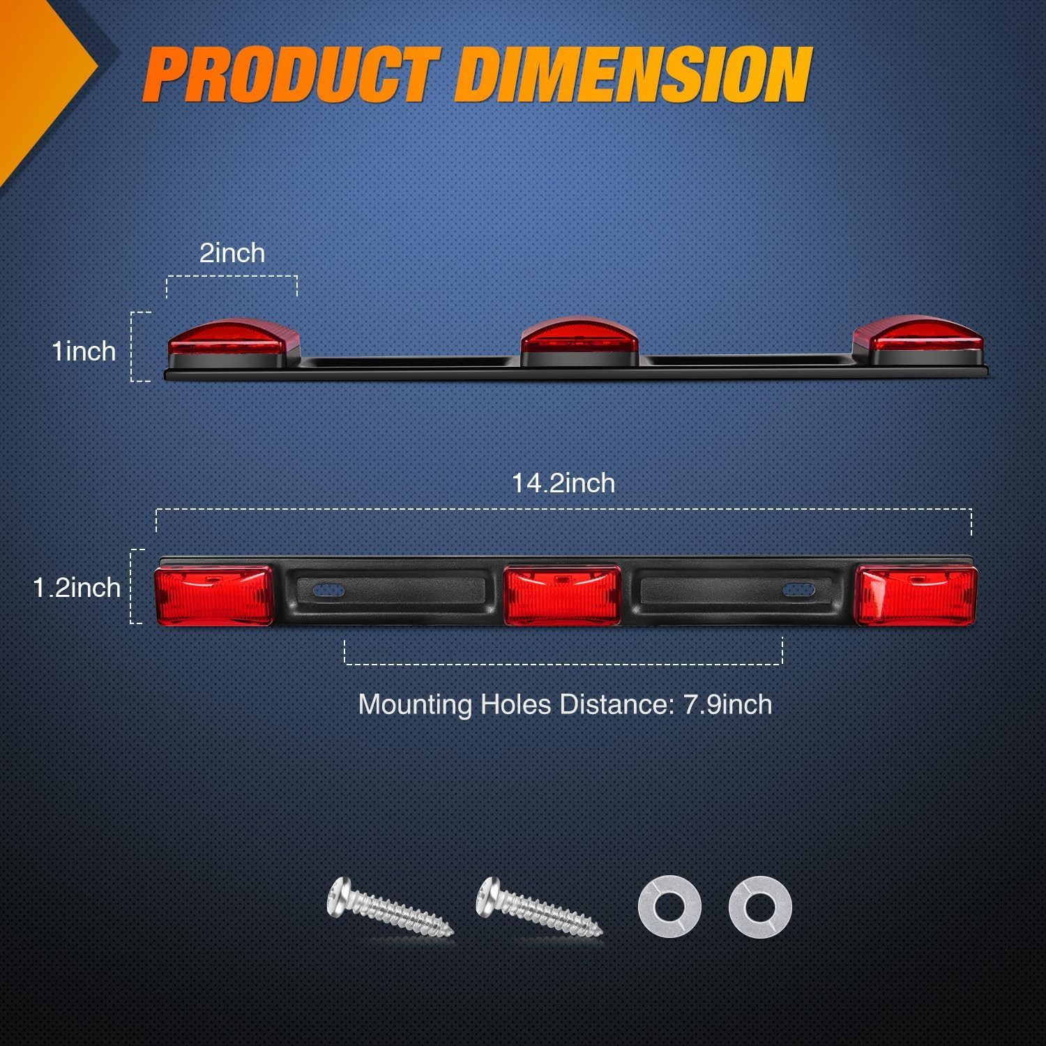 2-Pack 14.2″ 9-LED Red Identification Trailer Light Bar w/ SS Bracket
