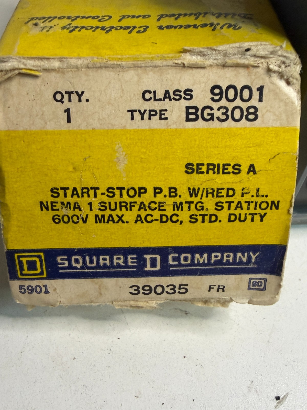 SQUARE D 9001 BG-308 600V AC-DC CONTROL STATION. NOS