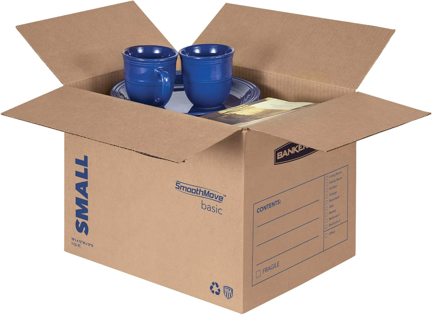 Small Moving Box 15 Pack, Pre-Printed for Labeling, 16.5-In X 12.25-In X 12.675-