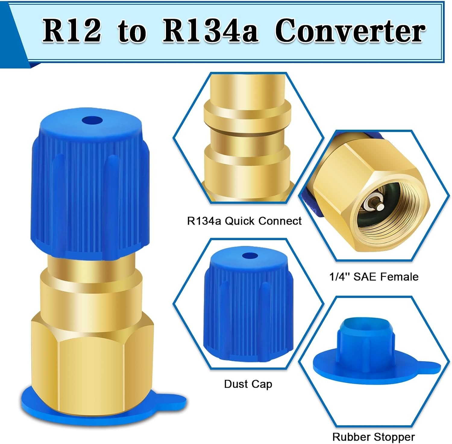A/C Retrofit Valve Kit-Refrigerant Retrofit Valve Set, with R12 to R134A Low